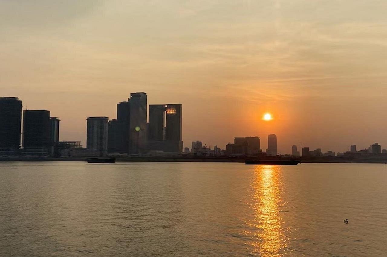 Sunset skyline over the river